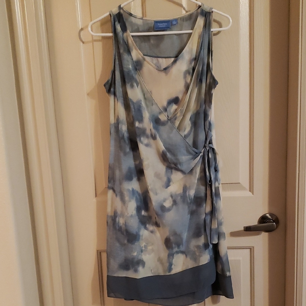 Simply Vera Vera Wang Asymmetrical Blue and Cream Dress